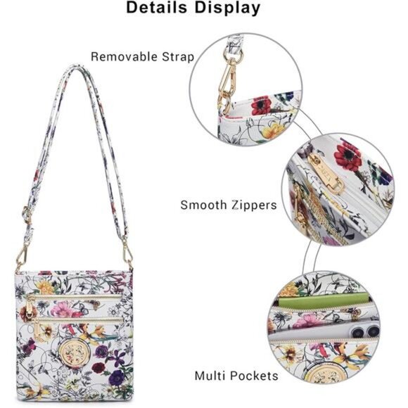 Women Small Crossbody Bag Lightweight Shoulder Purses Multi Zipper - Picture 5 of 7